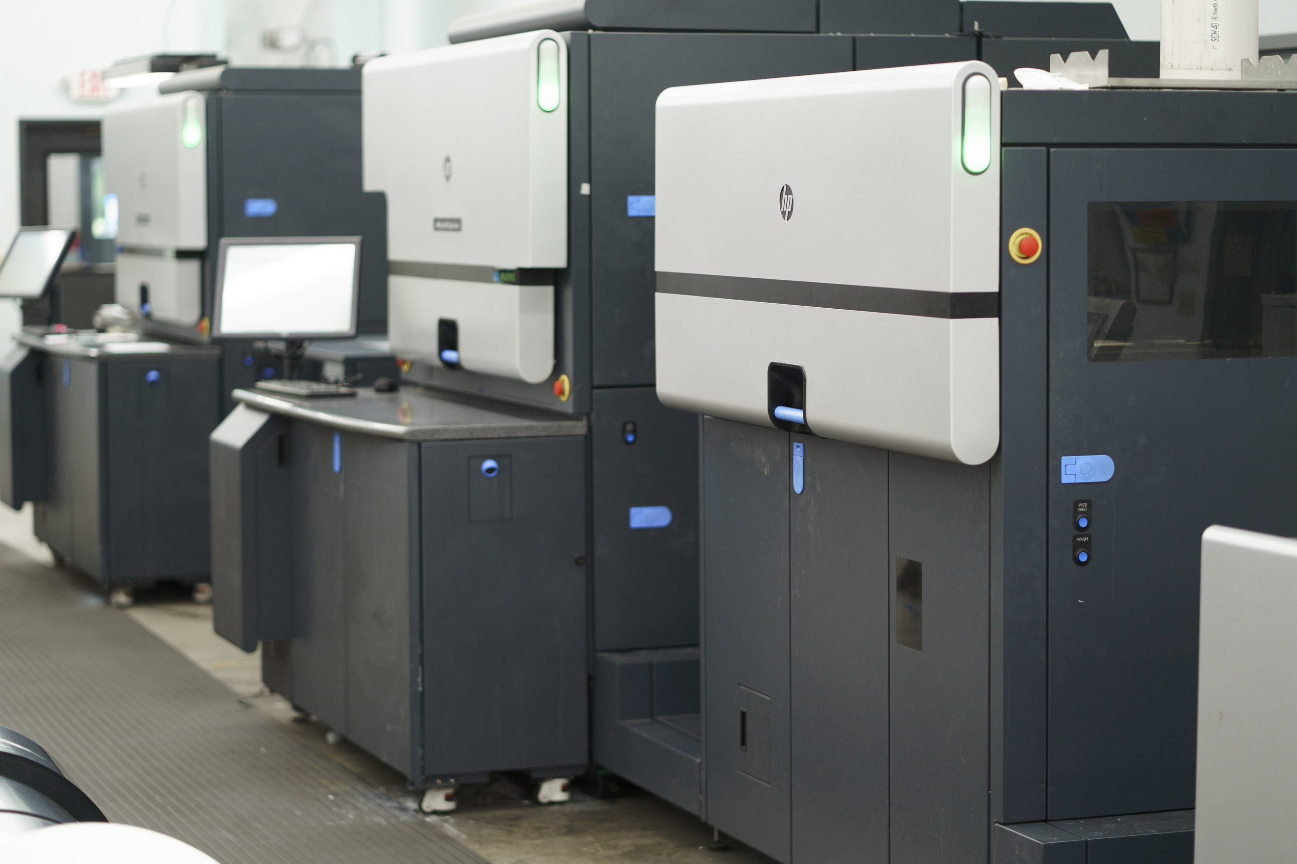 A digital printing press used for digital vs. flexo printing.