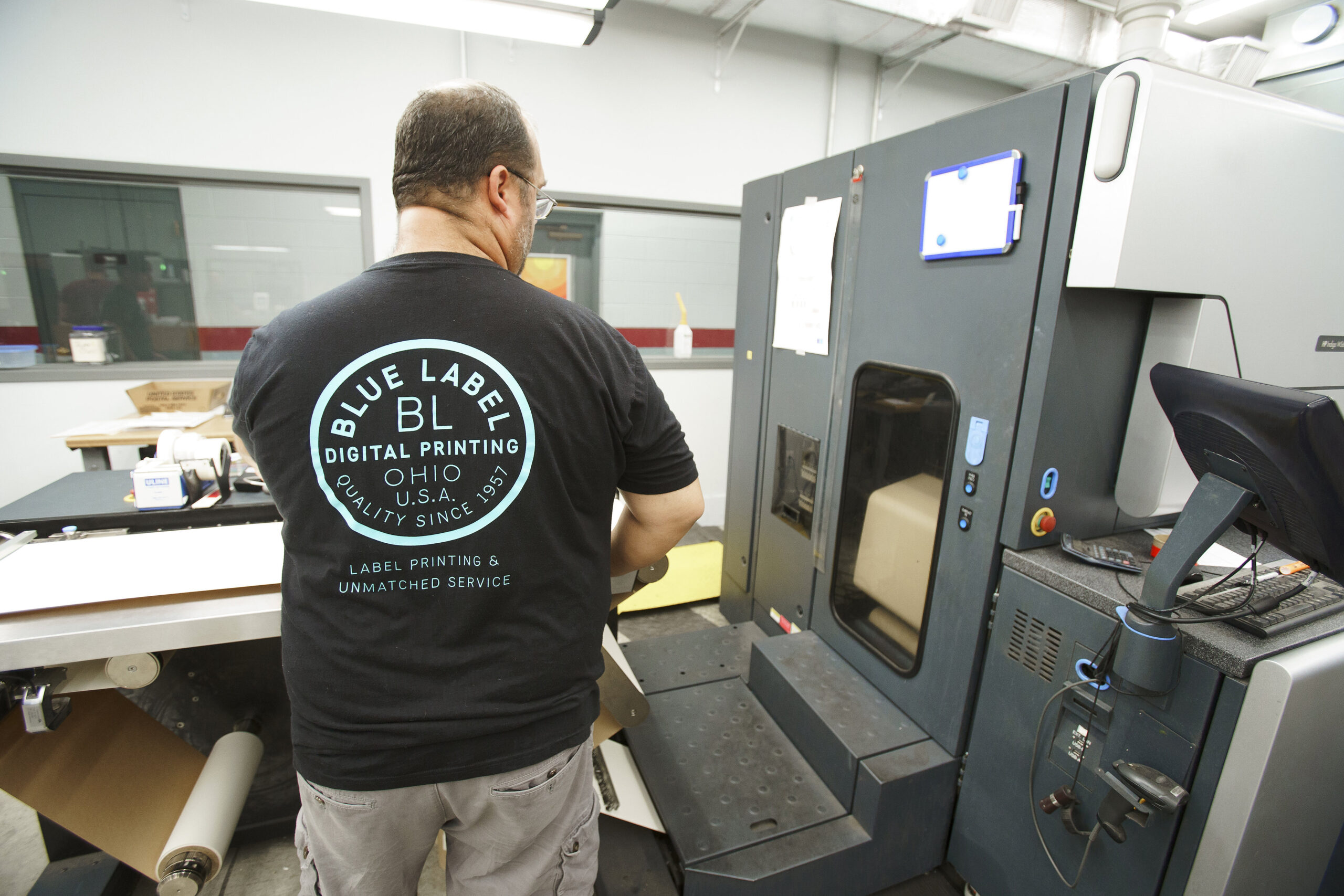Cannabis labels being digitally printed.