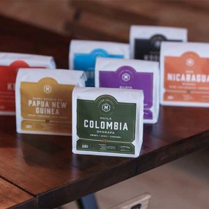 A selection of professionally printed coffee labels.