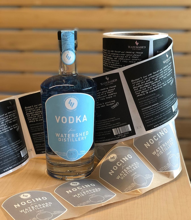 Products from a distillery that needed bottle label printing.