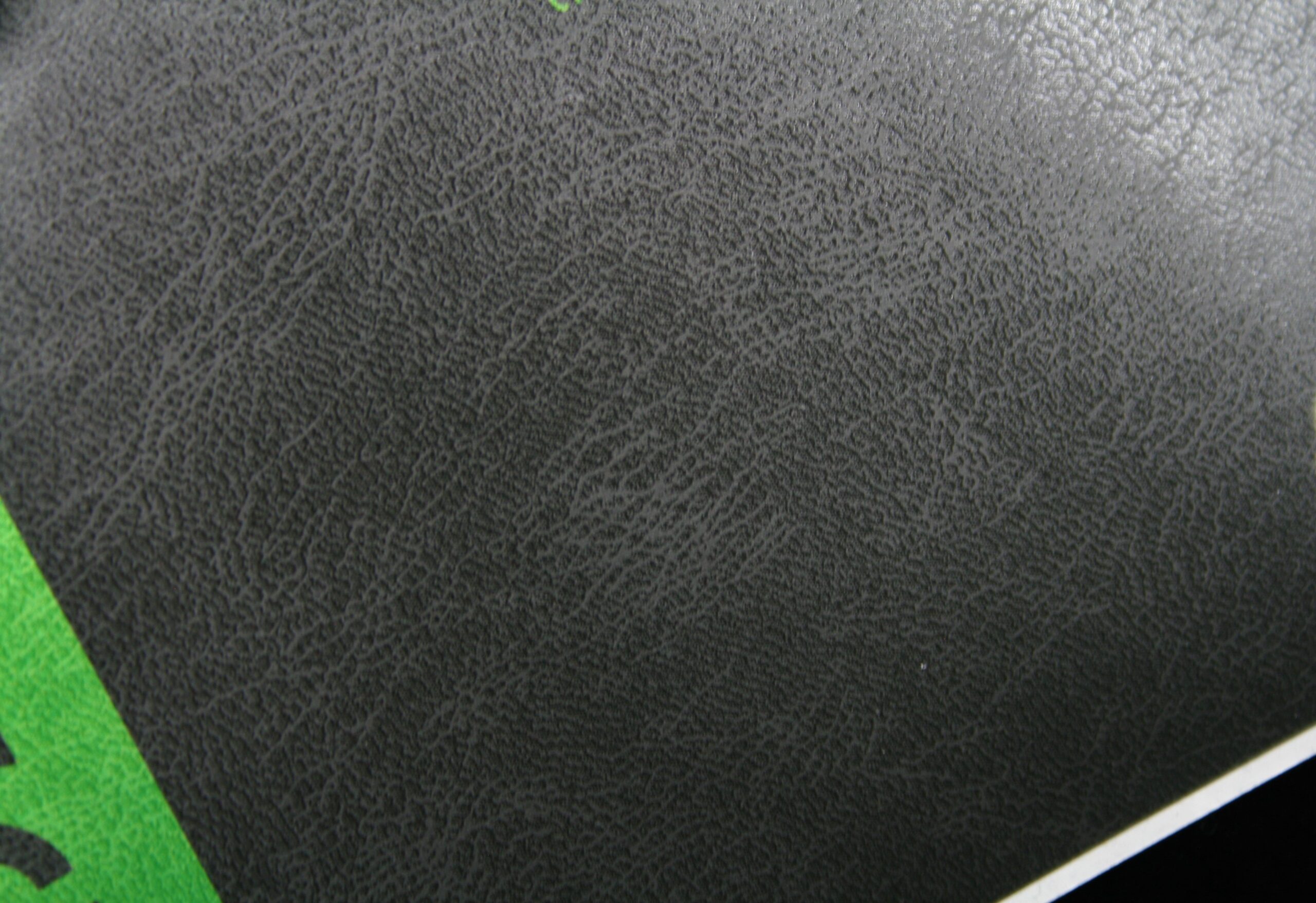 A closeup of a leather label laminate.