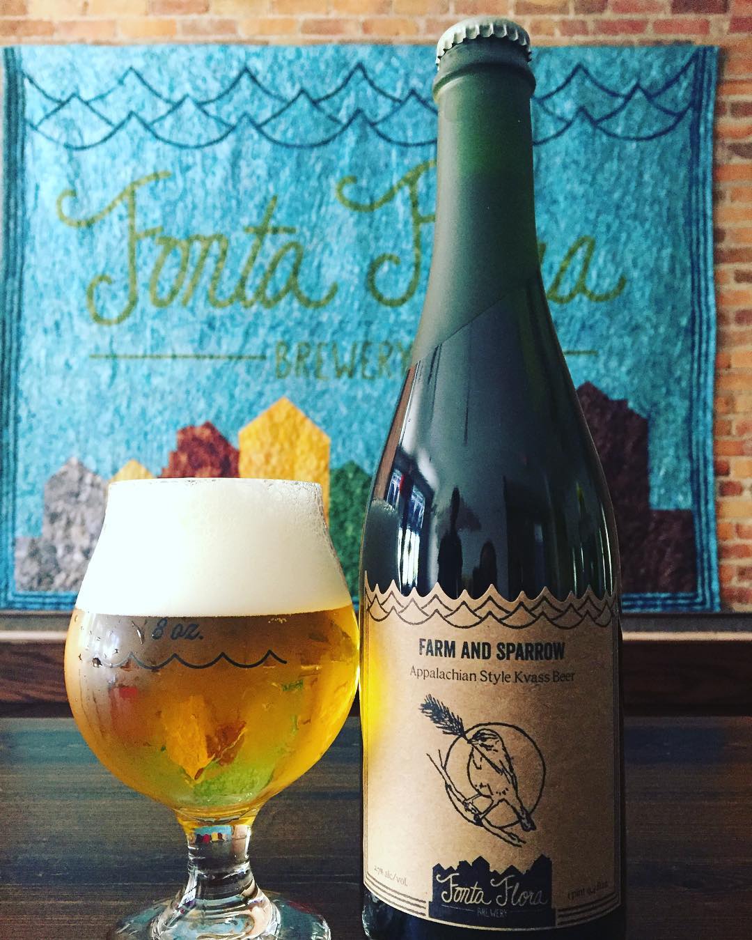 Fonta Flora Brewery custom beer label and bottle with poured beer in glass