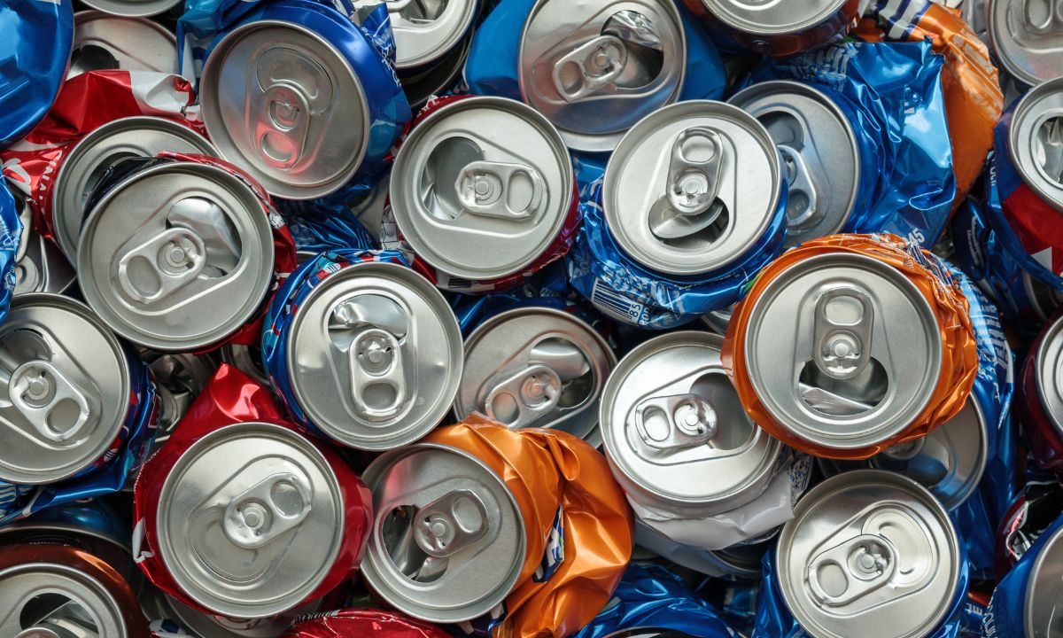 Printed cans being recycled