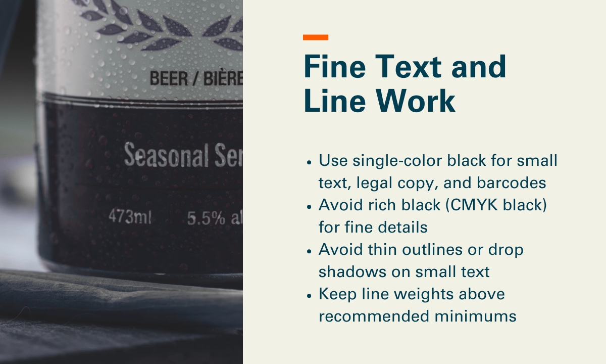 Printed cans design - fine text and line work